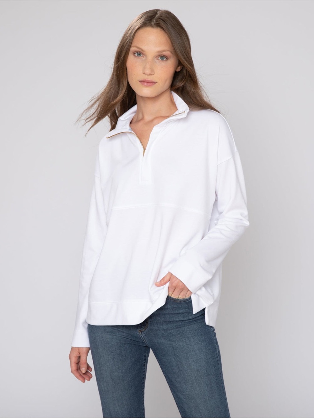 Alice Walk The Zip-Up Sweatshirt in White, Size Large